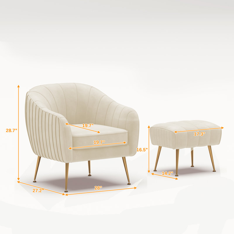 Mercer41 Velvet Accent Barrel Chair With Ottoman & Reviews Wayfair